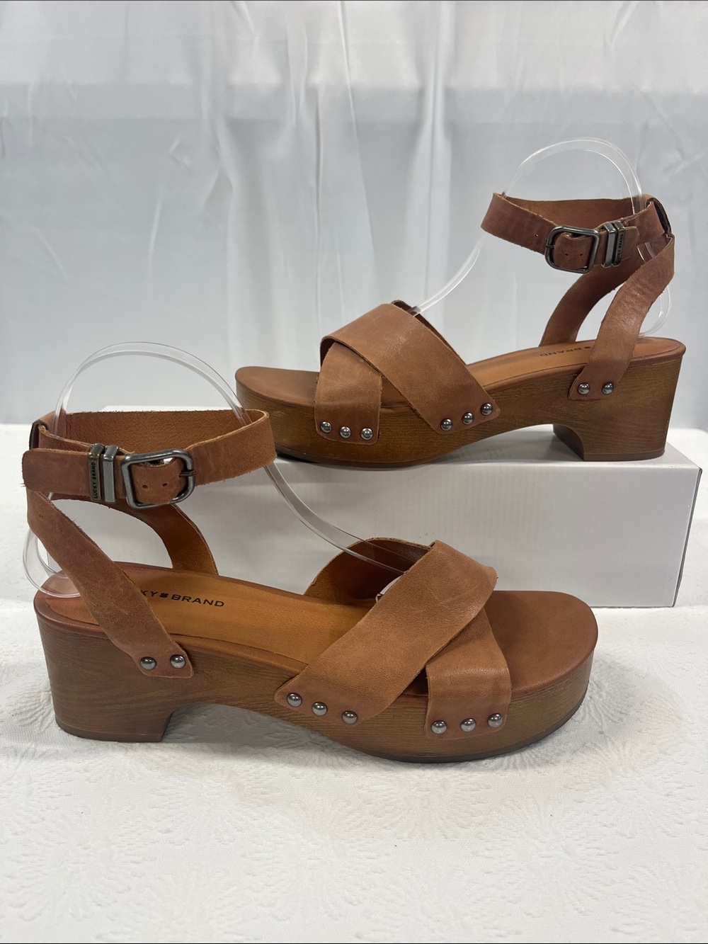 Women’s Tan Platform Ankle-Strap Sandals “Lucky Brand”